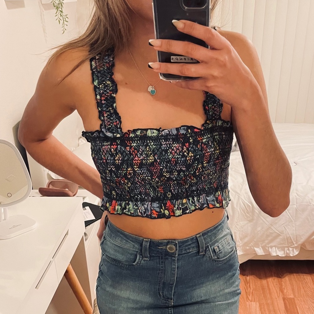 NWOT Urban Outfitters Floral Smocked Bandeau Top